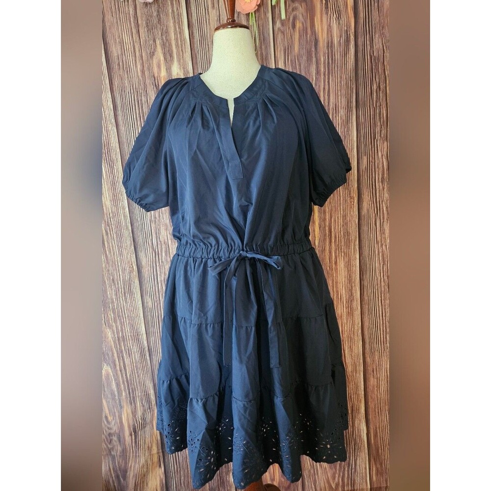 New Modern Works Eyelet Trim Belted Shirtdress Plus Size 2X